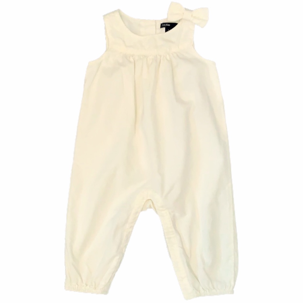 Baby Gap Ivory Corduroy One Piece Jumper With Bow Size 6-12 Months LIKE NEW